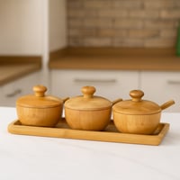 طقم بهارات مع ملاعق خشبي مقاس 25*9