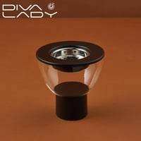 مبخرة زجاج شفاف بقاعدة وغطاء معدن اسود مقاس 14 سم