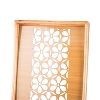 طقم صواني خشب 2 قطعة ارضية مزخرفة مع طبقة عازلة اك...