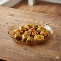 صحن تقديم حلويات زجاج تركي مدور مقاس 32 سم