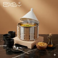 سخان طعام معدن هرمي ابيض ديكور خيوط مقلم 3 لتر من...