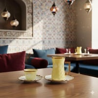 طقم شاي وقهوة 18 قطعة تركي بنقشات فاخرة