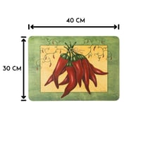 طقم عازل صحون سفرة خشبي خفيف برسومات فلفل احمر 4 ق...