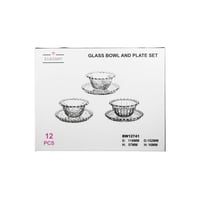 طقم زبادي حلا ومكسرات زجاج مخطط 12 قطعة ( 6 اشخاص...