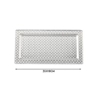 صحن تقديم معدن مستطيل فضي فاخر مقاس 35*18 سم