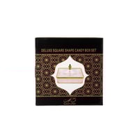 صحن تقديم اكريلك مربع بغطاء ذهبي مقاس 27*27 سم