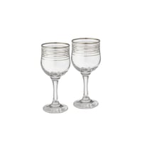 كاسات عصير زجاج شفاف ديزاين مثلج فضي 6 قطعة 240 مل