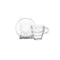 طقم فناجين زجاج بنقشة مربعات 12 قطعة 75 مل