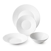 طقم عشاء اركوبال ابيض ناصع مخطط 24 قطعة 6 اشخاص