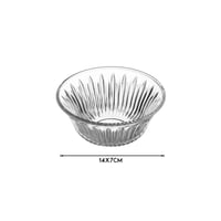 طقم زبادي زجاج مخطط ياباني 6 قطع مقاس 14 سم