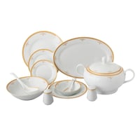 طقم عشاء بورسلان فاخر بزخرفة ناعمة 45 قطعة 6 اسخاص