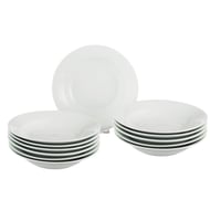 طقم صحون ايدام غويط بورسلان ابيض فاخر مدور مقاس 18...