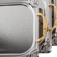 طقم تباسي نيكل بيد ذهبي 3 قطع فاخرة للضيافة والتقد...