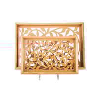 طقم صواني خشب 2 قطعة ارضية مزخرفة مع طبقة عازلة اك...