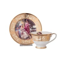 فنجان شاي بورسلان ذهبي لميع فاخر 2 قطعة برنسيسات