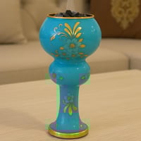 مبخرة بيبلوس زجاج تركي فيروزي مزخرف ذهبي 27 سم