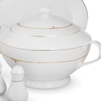 طقم عشاء بورسلان صيني فاخر بنقشات ناعمة 70 قطعة 6...