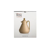 طقم ترمس ودلة هوست سعة 1 لتر رصاصي وخشبي 2 قطعة