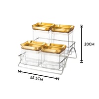 علب سكر وشاي و بهارات اكريلك مع استاند معدن 4 قطعة...