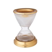 مبخرة كريستال تركي مخطط بقاعدة معدن ذهبي مقاس كبير