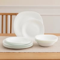 طقم عشاء اركوبال ابيض فاخر مربع 18 قطعة 6 اشخاص