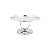 صحن تقديم الكيك والحلويات معدن استيل لماع مدور مقا...