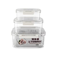 طقم حافظات بلاستيك بغطاء قفل 3 قطعة مربعة مقاسات م...