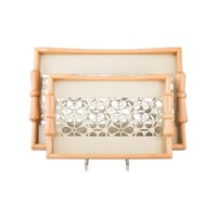 طقم صواني خشب 2 قطعة يد فيونكه ارضية مزخرفة مع طبق...