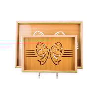 طقم صواني خشب 2 قطعة ارضية مزخرفة مع طبقة عازلة اك...