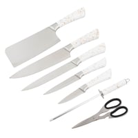 مجموعة سكاكين تقطيع ابيض مع حامل 8 قطعة
