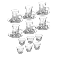 طقم شاي وقهوة زجاج مزخرف 18 قطعة 130 مل