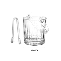 سطل ثلج زجاج مخطط مع ملقط اكرليك