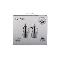 طقم دلة وترمس لوفر 2 قطعة معدن نيكل وذهبي 1 لتر (...