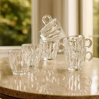 طقم فناجين اسبريسو زجاج مزخرف 6 قطعة 75 مل