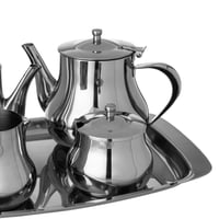 طقم براريد شاي استيل مع صينية 5 قطعة