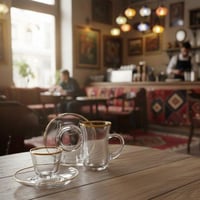 طقم شاي وقهوة 18 قطعة ذهبي