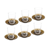 طقم كاسات شاي زجاج 105 مل مع صحن اسود