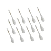 ملاعق شاي بورسلان ابيض بنقشة ذهبية 12 قطعة