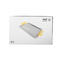 طقم صواني السيف نيكل وذهبي مستطيل 3 قطعة