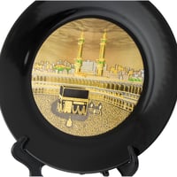 ديكور صحن اسود بصورة الحرم المكي مقاس 27.5 سم مع ا...