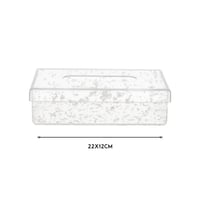 علبة مناديل اكرليك شفاف منقظ فضي مقاس 22*12 سم