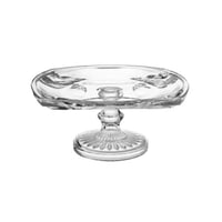 صحن تقديم حلاوة زجاج شفاف بقاعدة مخططة