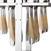 طقم ملاعق خدمة استل وذهبي 24 قطعة مع استاند