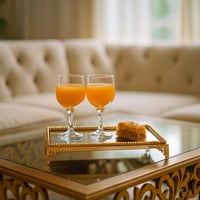 صينية تقديم مستطيل مراية ذهبي برجول مقاس 34*12 سم