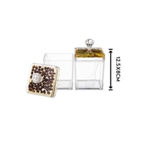 طقم علب سكر وشاي اكريلك 4 علبة مع استاند معدن فضي