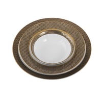 طقم عشاء بورسلان فاخر 107 قطعة بنقشة كاروهات ناعمة...