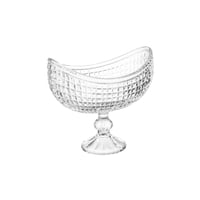 صحن تقديم الحلى والفواكه زجاج بيضاوي بقاعدة