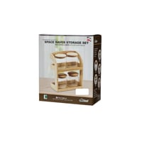 طقم علب زجاج 4 قطعة مع استاند خشب