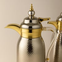 طقم ترامس علا لشاي والقهوة 2 قطعة فضي وذهبي لماع ي...