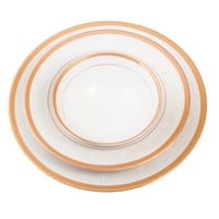 طقم عشاء بورسلان فاخر ابيض نقشات ناعمة وذهبي 24 قط...